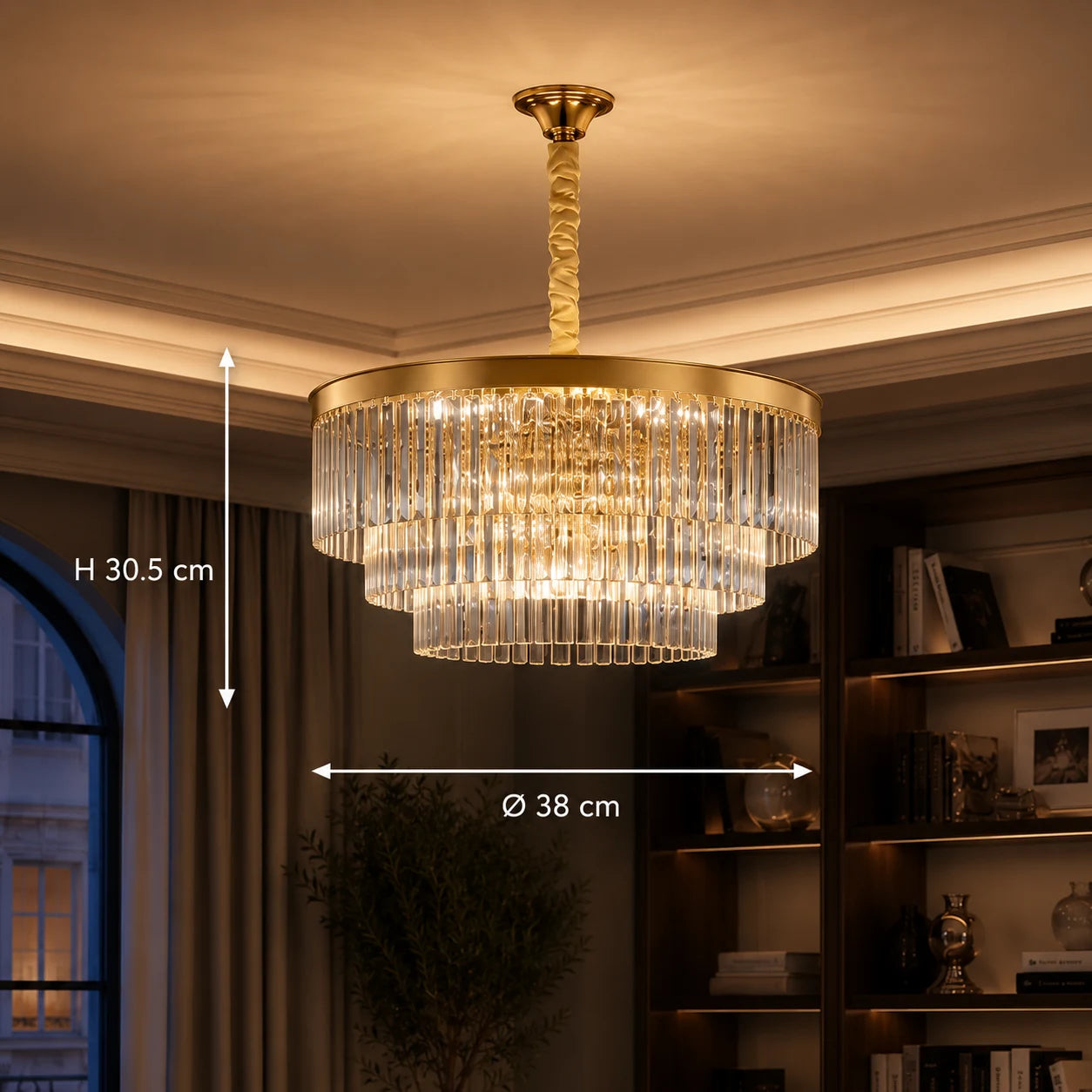CHAMBORD Кристален полилей Nobile 5xE14, диаметър 38 см, матово злато - 01_CC930-400GD.png