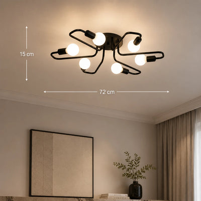 Полилей MODERNIST Hexa 6, 6x E27, черен, модерен дизайн
