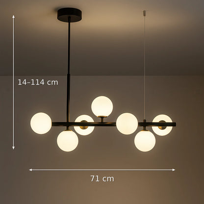 LOFT Pavilion Модерен полилей с крушка, 7x G9, черен, метал, регулируема височина - 01_LC800-7BK.png