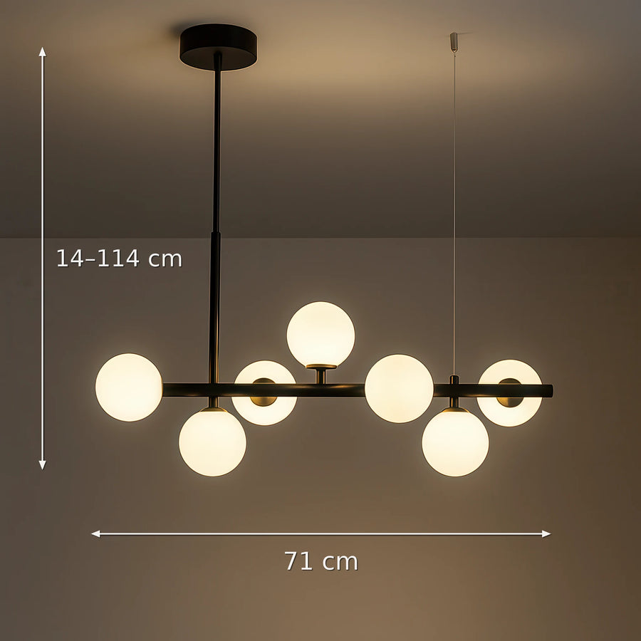 LOFT Pavilion Модерен полилей с крушка, 7x G9, черен, метал, регулируема височина - 01_LC800-7BK.png
