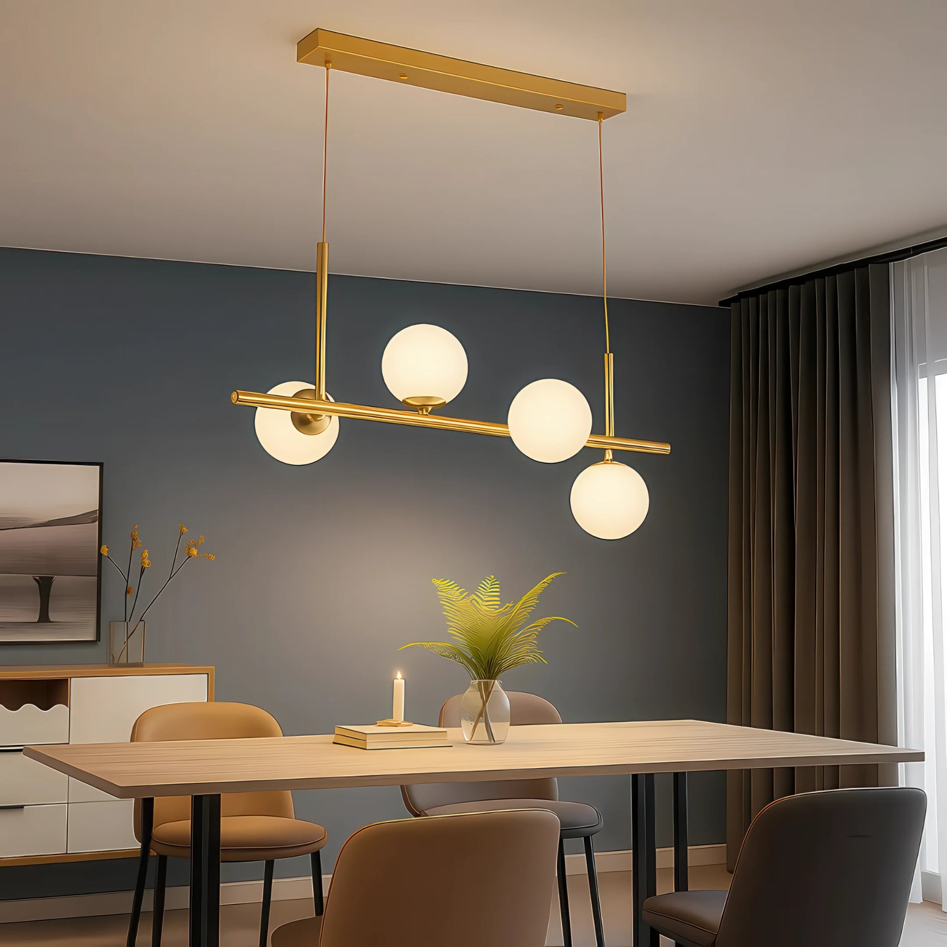 LOFT Pavilion Модерен полилей с крушка, 4x G9, злато, метал, регулируема височина - 02_LC800-4GD.png