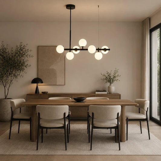 LOFT Pavilion Модерен полилей с крушка, 7x G9, черен, метал, регулируема височина - 02_LC800-7BK.png