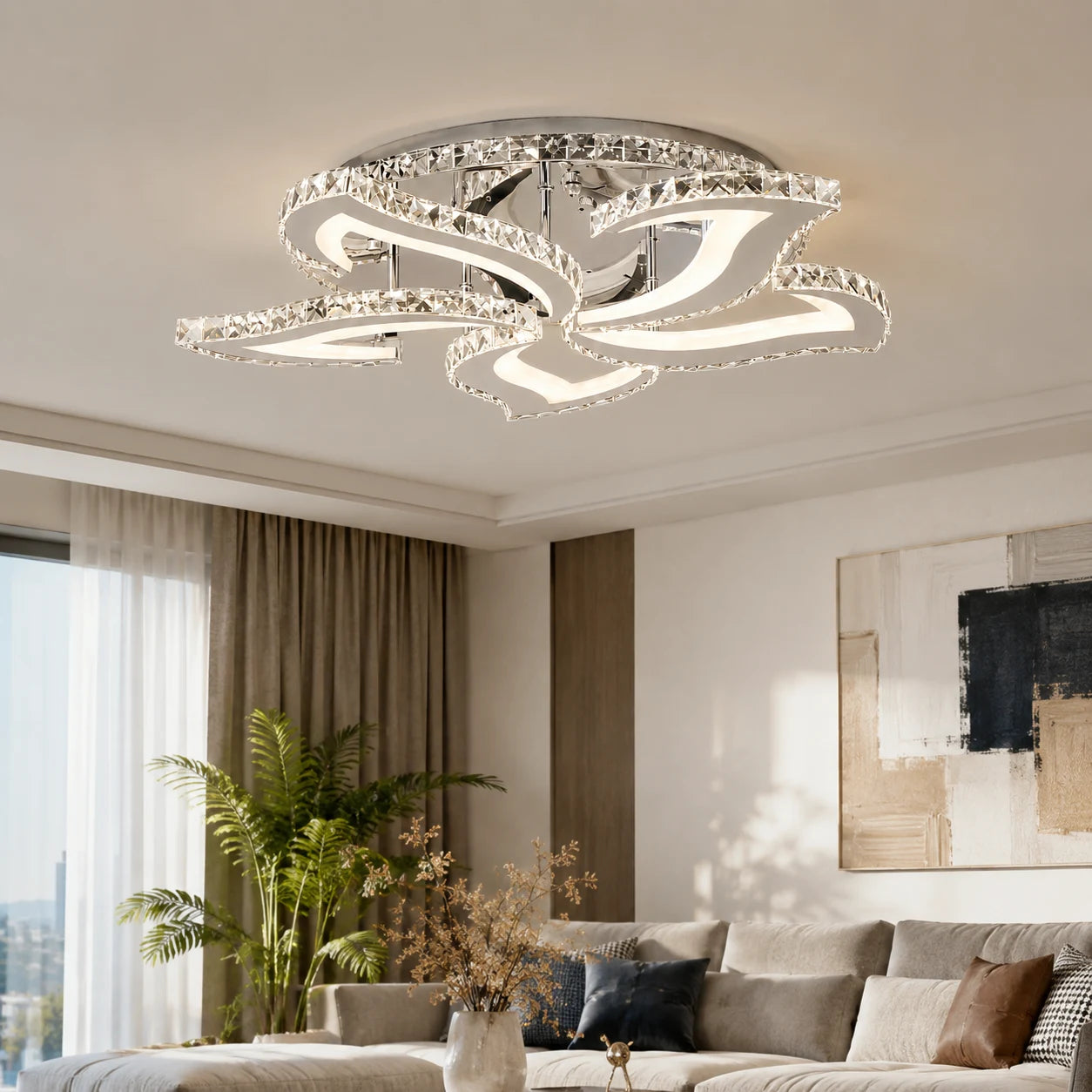 LED полилей с дистанционно управление и кристал Alejandro RGB 88W, 5 цветя, студена/топла/неутрална светлина, димируем, блестящ хром - 05_LT071-5.png