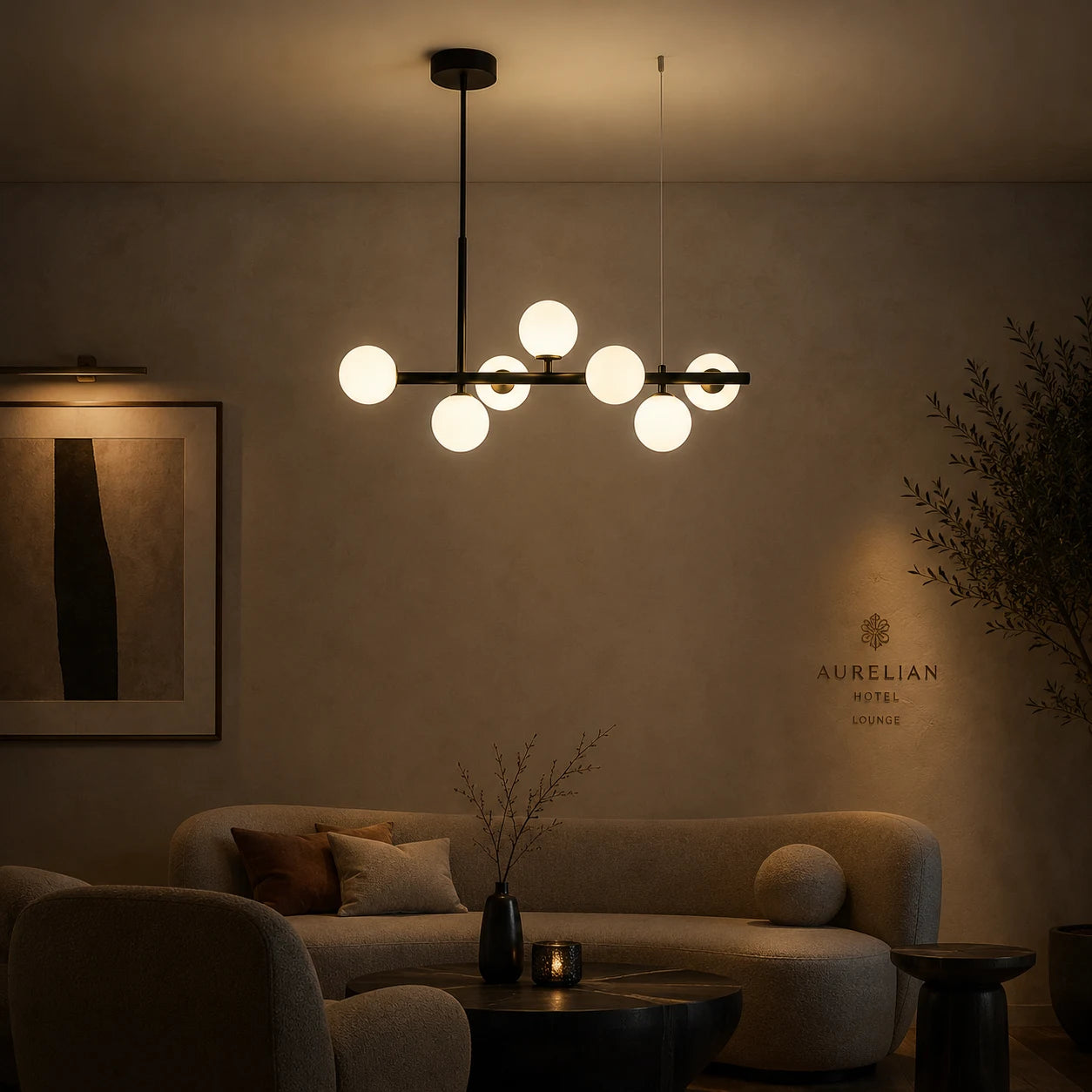 LOFT Pavilion Модерен полилей с крушка, 7x G9, черен, метал, регулируема височина - 07_LC800-7BK.png