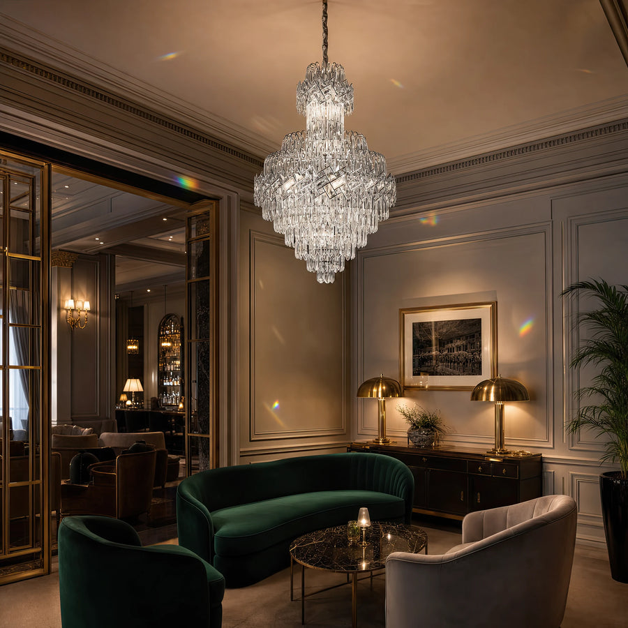 Кристален полилей WINDSOR Grande Supremo 14xE14, диаметър 60X90cm, блестящ хром, регулируема височина - 08_CC800-600X900CH.png
