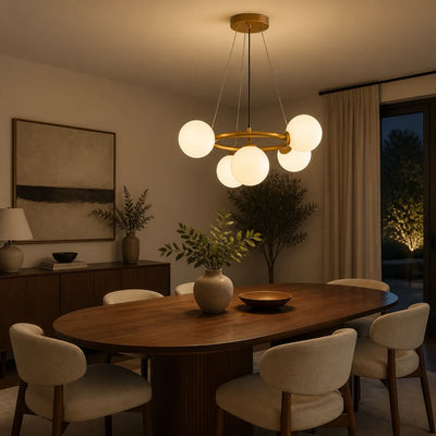 Камерен полилей LOFT, 5x G9, бяло злато, метал, регулируема височина, модерен