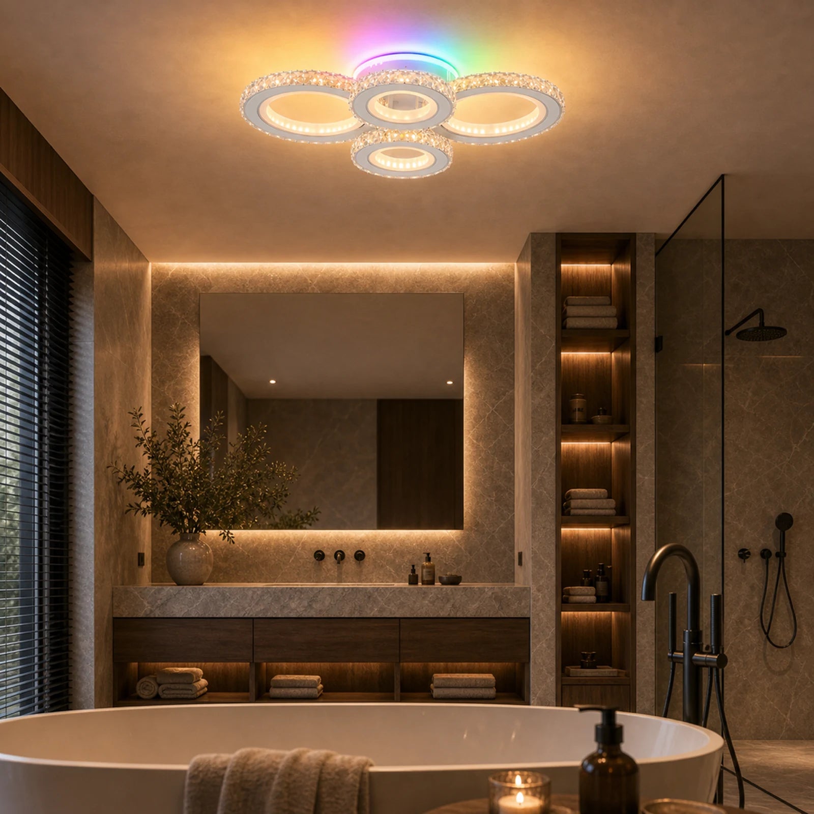 LED полилей с дистанционно управление и кристал NOVA ROTONDA RGB 82W, 4 кръга, Студена/Топла/Неутрална светлина, Димируем, Бял - 08_LT073-4WH.png