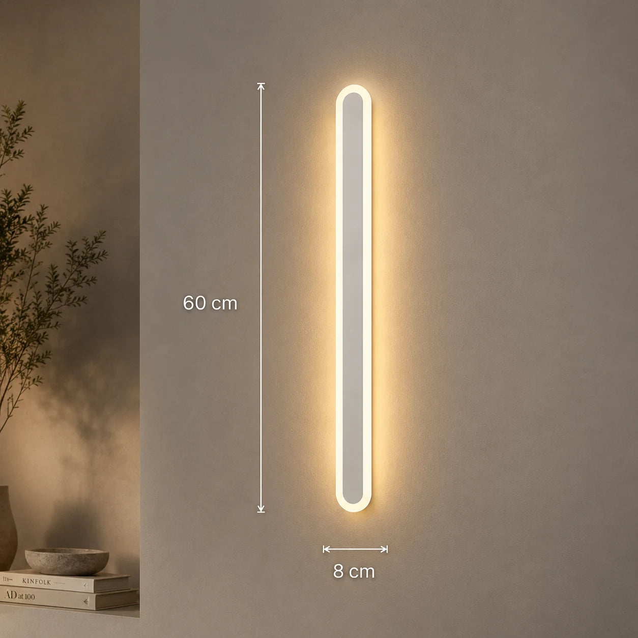 SUHA Външна LED стенна лампа, дължина 60 см, 8 W, IP65, метална, линейна, бяла - 09_AX201-600WH.png