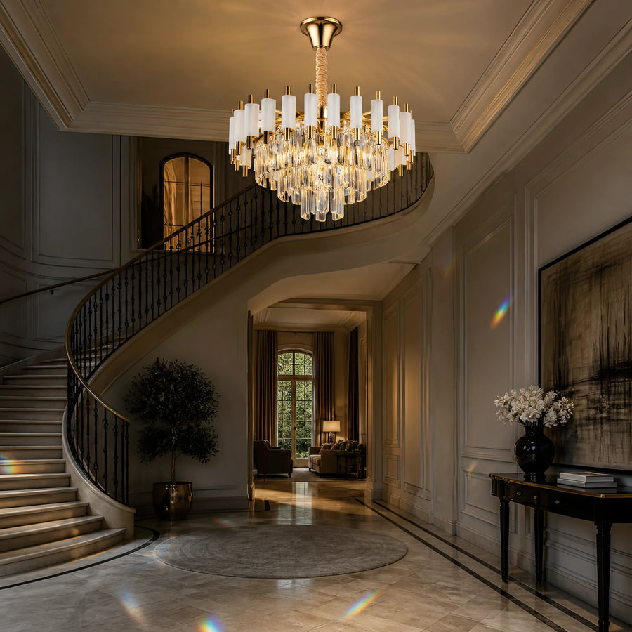 Кристален полилей VERSAILLES Nobile 5xE14, диаметър 40 см, лъскаво злато и бяло - 09_CC900-400WH.png