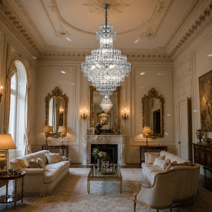 Кристален полилей WINDSOR Grande Supremo 14xE14, диаметър 60X90cm, блестящ хром, регулируема височина - 10_CC800-600X900CH.png