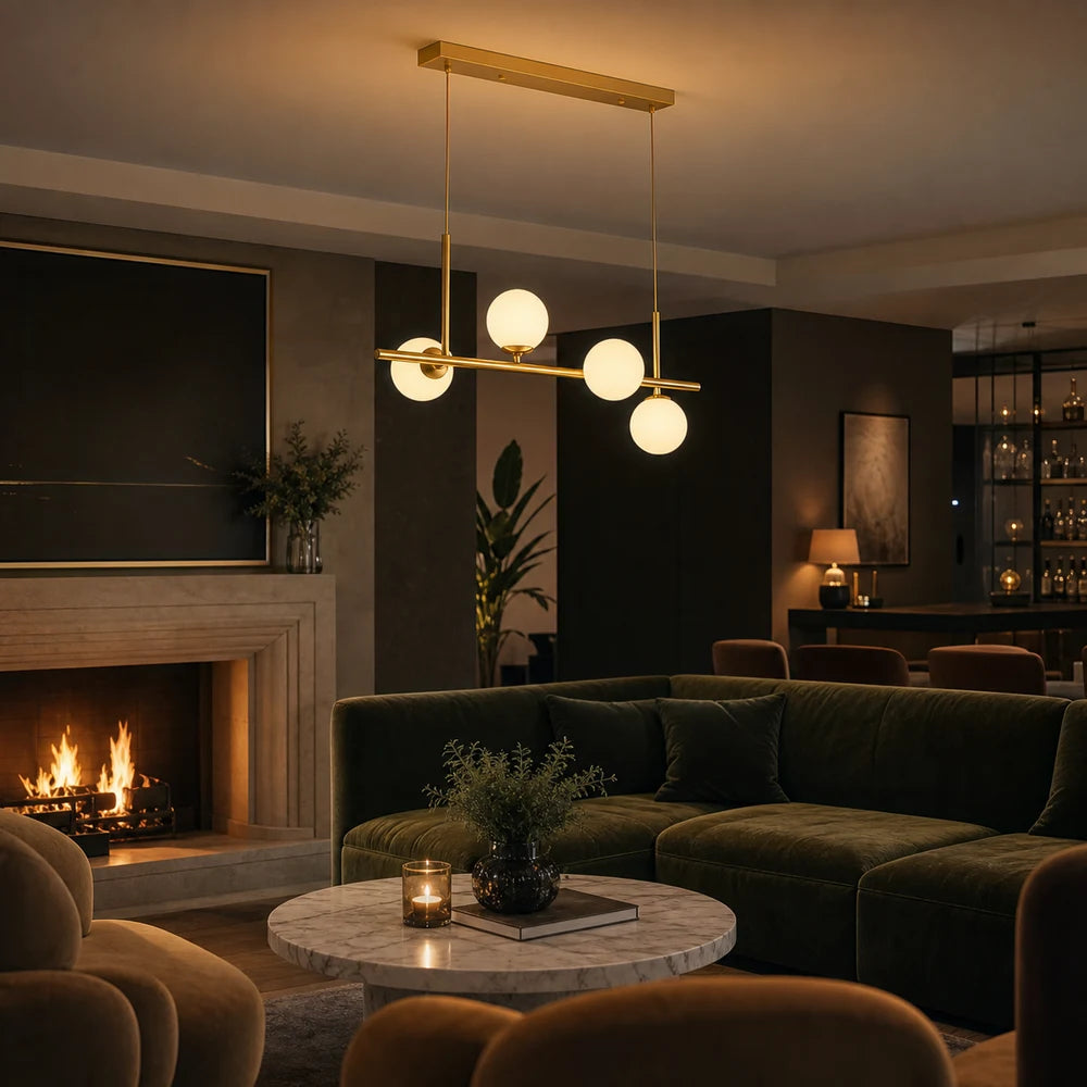 LOFT Pavilion Модерен полилей с крушка, 4x G9, злато, метал, регулируема височина - 10_LC800-4GD.png