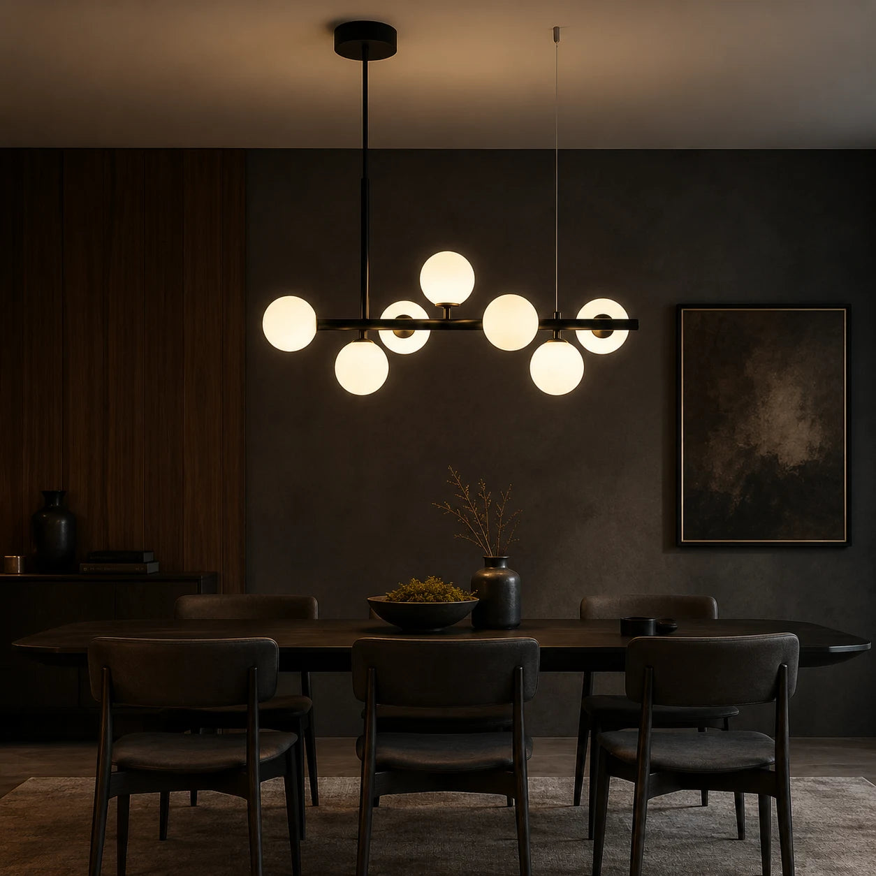 LOFT Pavilion модерен полилей с крушка, 7x G9, черен, метал, регулируема височина - 10_LC800-7BK.png