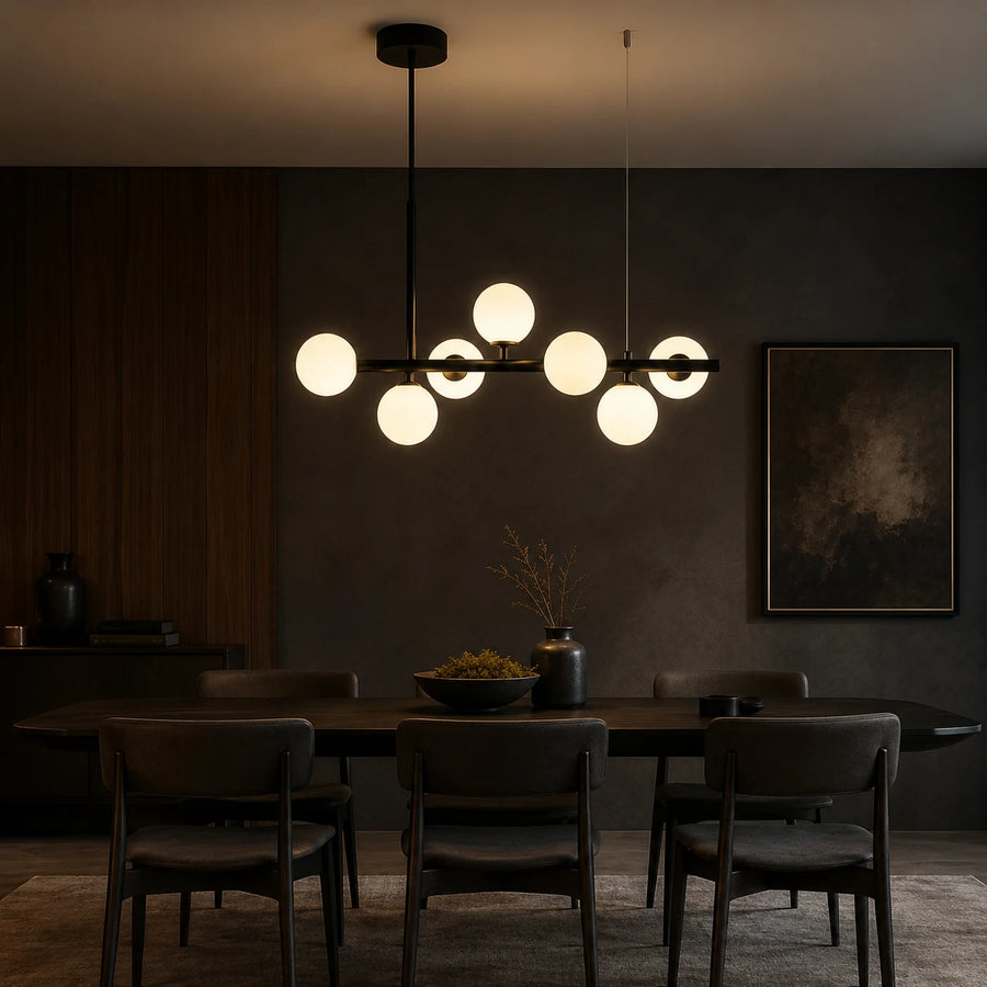 LOFT Pavilion модерен полилей с крушка, 7x G9, черен, метал, регулируема височина - 10_LC800-7BK.png