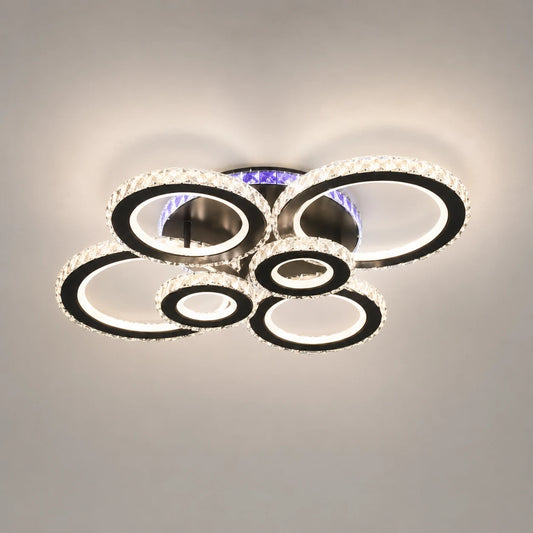 LED полилей с дистанционно управление и кристал NOVA ROTONDA RGB 145W, 6 кръга, Студена/Топла/Неутрална светлина, Димируем, Черен - 10_LT073-6BK.png