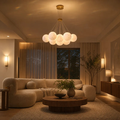 MODERN LOFT Полилей Bagliore, глобус, 9xE27, регулируема височина, злато