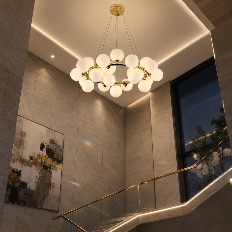 Камерен полилей LOFT, 25x G9, бяло злато, метал, регулируема височина, модерен - 10_LC802-25GD.png