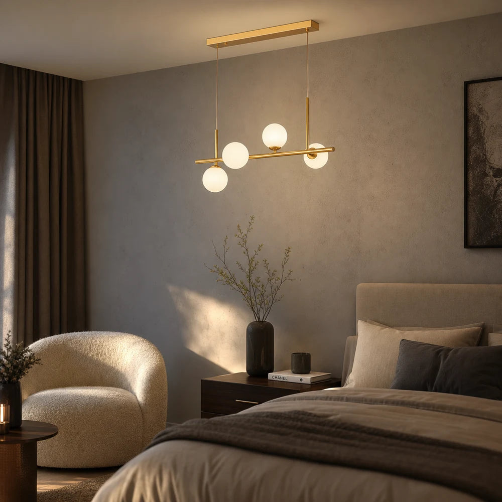 LOFT Pavilion Модерен полилей с крушка, 4x G9, злато, метал, регулируема височина - 12_LC800-4GD.png