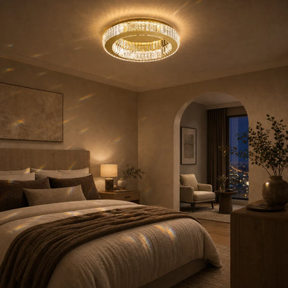 Lustra LED cu telecomanda si cristal VERTUS 31W, 50cm, Cerc, lumina Rece/Calda/Neutra, Dimabila, Auriu - 13_LLC150-500GD.png