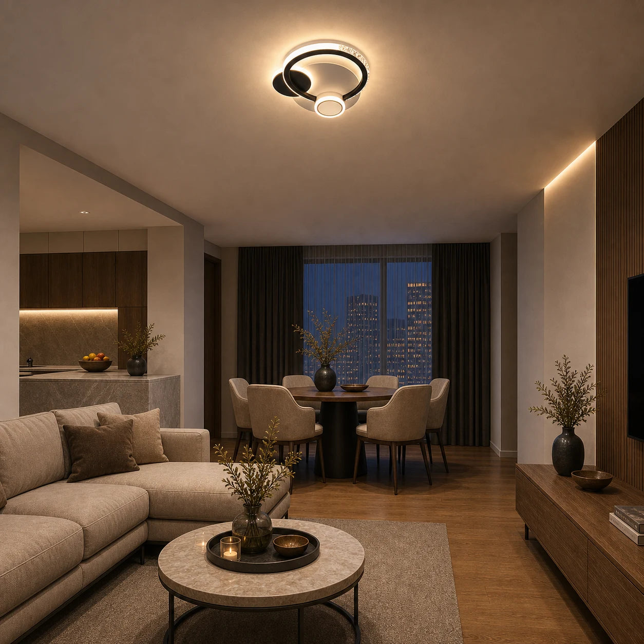 Кристален LED полилей PRISMIQ 45W, 3 кръга, Студена/Топла/Неутрална светлина, Черен - 07_LL654-300BK.png