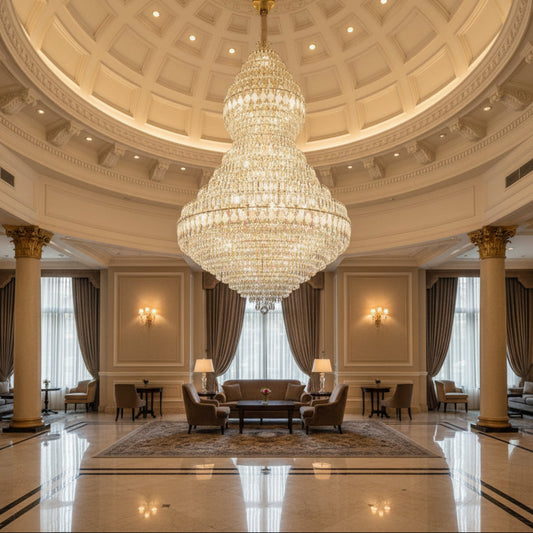 Candelabru Cristal VELVET Supremo, 69xE14, D150 cm, Auriu, Inaltime Reglabila, Metal si Cristal