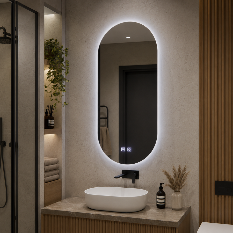 Овално LED огледало, 50x100cm, Velara Touch, система за разрушаване, подразбиращ се