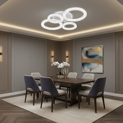 Linnea LED полилей с дистанционно управление, 74W, 3000K/4000K/6000K, димируем, бял, Crystals LED полилей с дистанционно управление Заглавие по подразбиране Alessandro Design