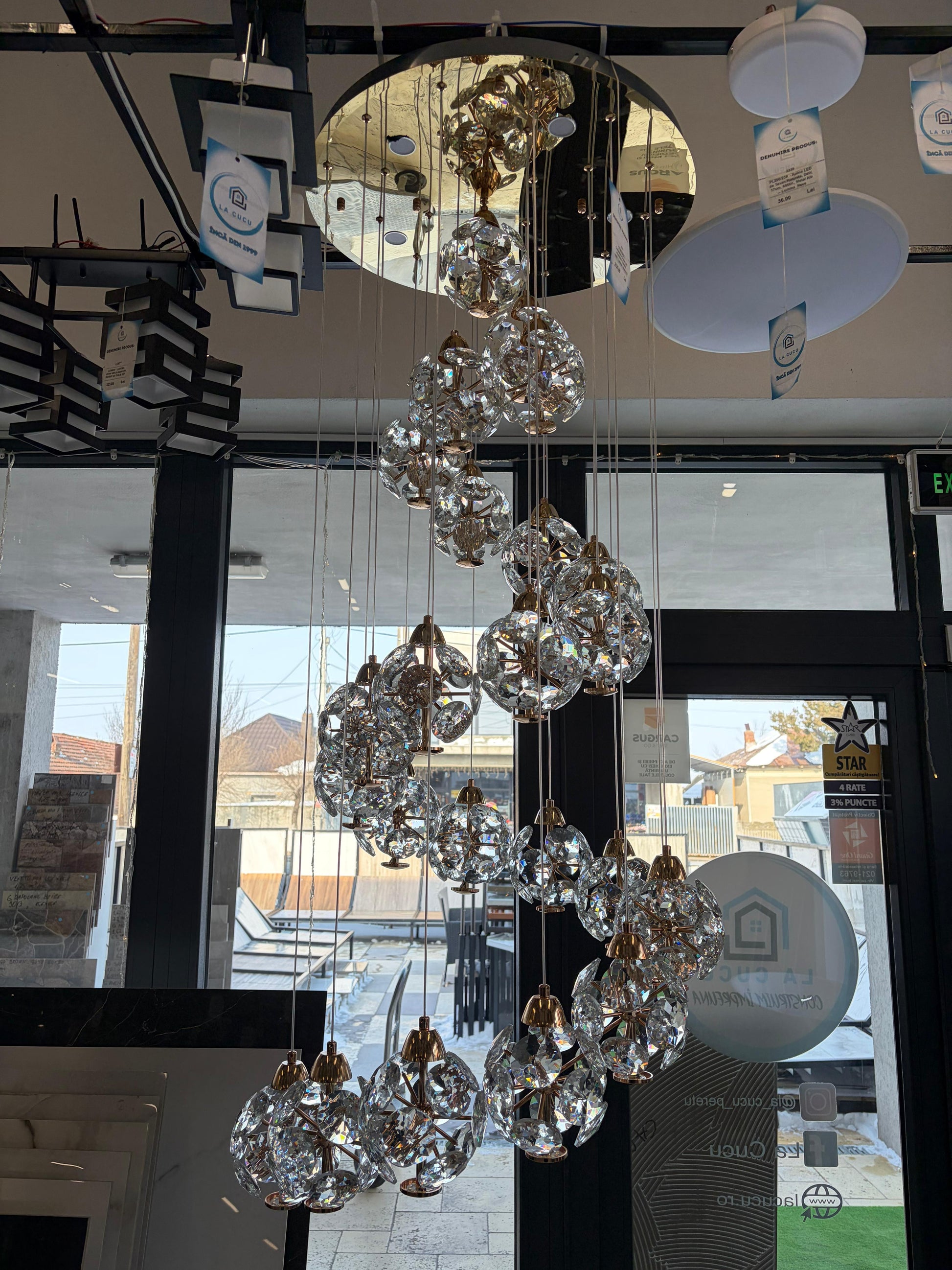 Crystal LED полилей KILKENNY Culmino, 144 W, неутрална светлина, диаметър 60 см, златни модерни полилеи Заглавие по подразбиране Alessandro Design