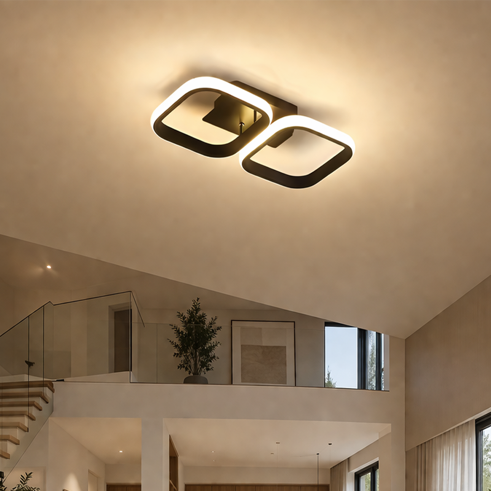 LED полилей VERTEX 21W, 2 квадрата, линейна, студена/топла/неутрална светлина, черни LED полилеи Заглавие по подразбиране Alessandro Design