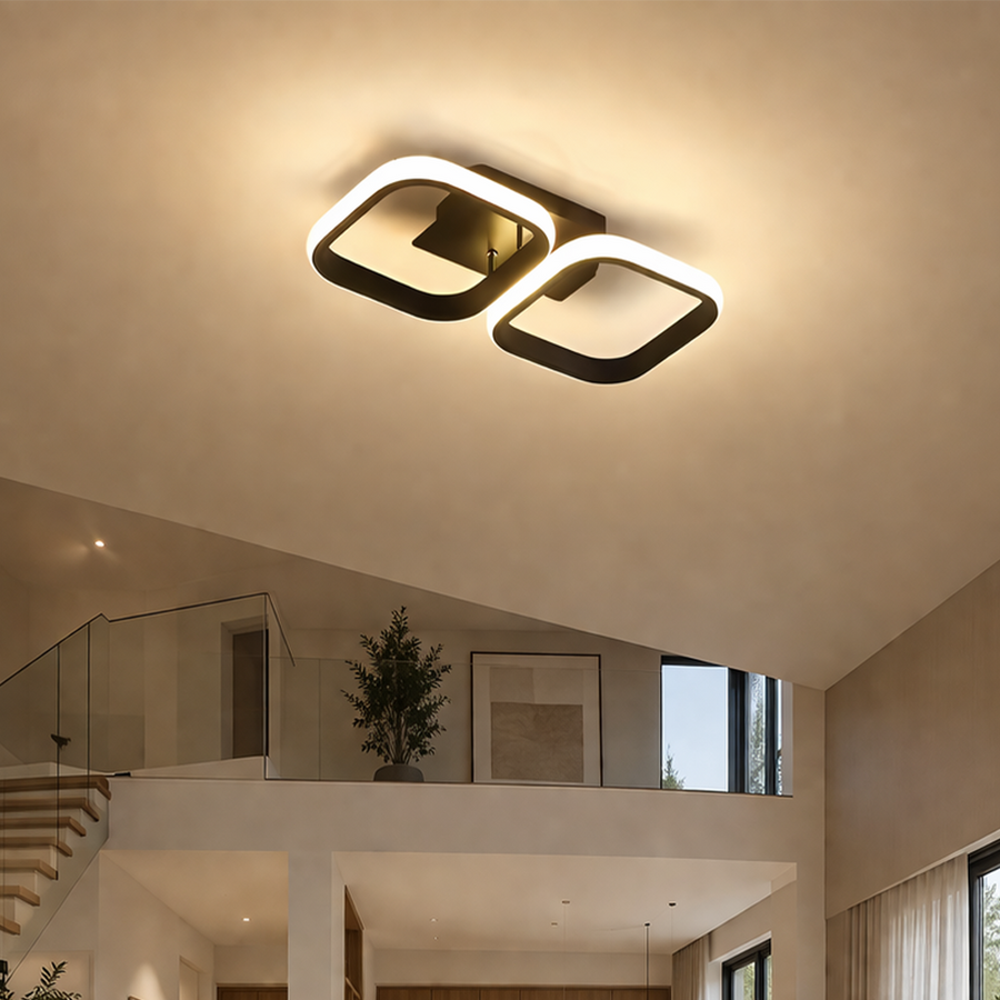 LED полилей VERTEX 21W, 2 квадрата, линейна, студена/топла/неутрална светлина, черни LED полилеи Заглавие по подразбиране Alessandro Design
