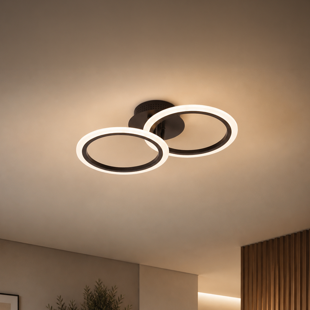 LED полилей с дистанционно BETTY 27W, 2 кръга, студена/топла/неутрална светлина, димируем, черен LED полилей с дистанционно управление Заглавие по подразбиране Alessandro Design