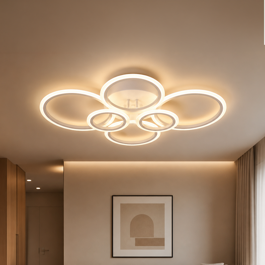 LED полилей с дистанционно BETTY 82W, 6 кръга, Студена/Топла/Неутрална светлина, Димируем, Бял LED полилей с дистанционно управление Заглавие по подразбиране Alessandro Design