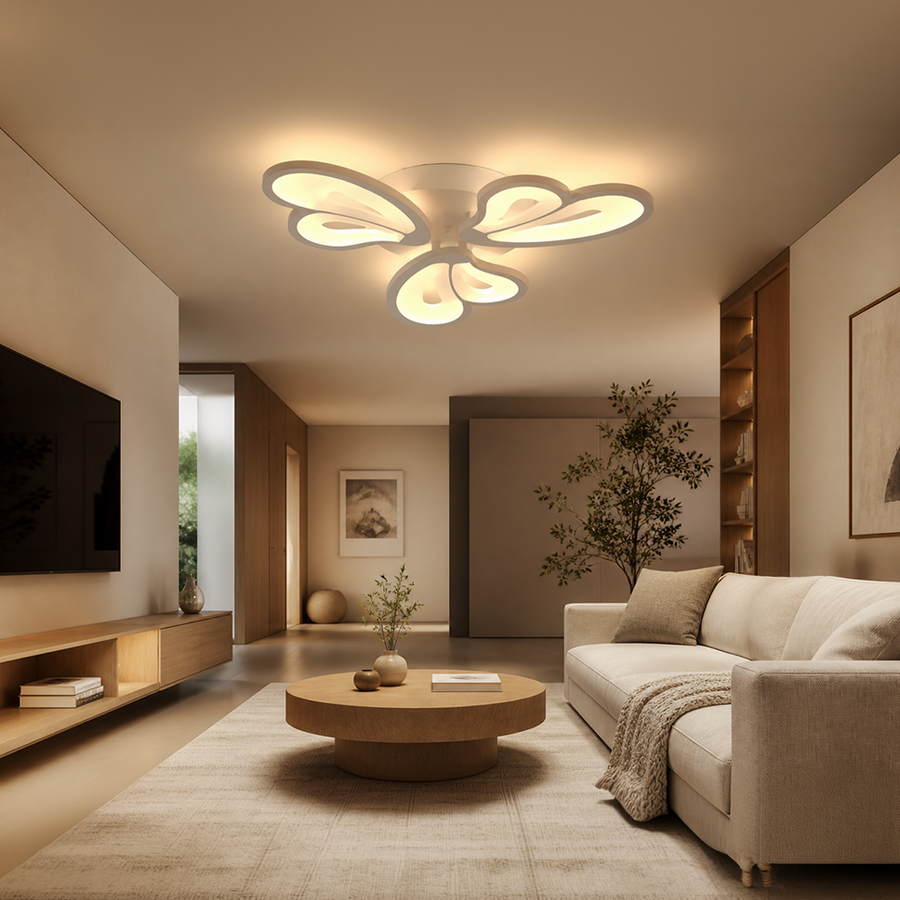 LED полилей с дистанционно управление BLOSSOM 40W, 3 венчелистчета, студена/топла/неутрална светлина, димиране, бял LED полилей с дистанционно управление Заглавие по подразбиране Alessandro Design