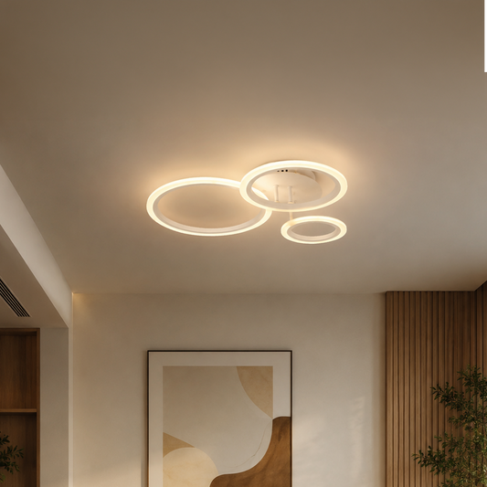 LED полилей с дистанционно управление BETTY 40W, 3 кръга, студена/топла/неутрална светлина, димируеми, бели, метални и акрилни LED полилеи с дистанционно управление Заглавие по подразбиране Alessandro Design