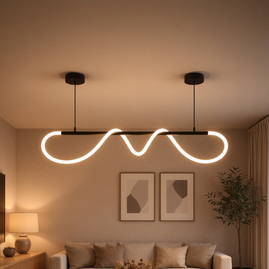 DIVINO LED полилей с гъвкава силиконова тръба - 24W, регулируема светлина, матово черно Модерни полилеи Заглавие по подразбиране Alessandro Design