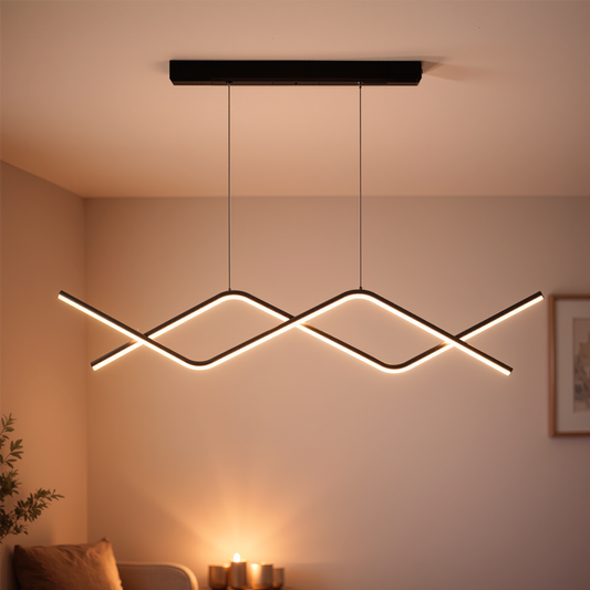 Окачен LED полилей с дистанционно управление ZIGZAG 27W, Студена/Топла/Неутрална светлина, Димируем, Черен, Регулируема височина LED полилеи с дистанционно управление Заглавие по подразбиране Alessandro Design