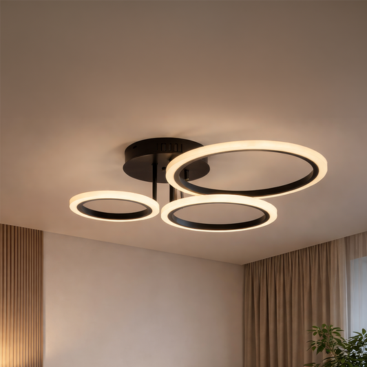 LED полилей с дистанционно BETTY 40W, 3 кръга, студена/топла/неутрална светлина, димируем, черен LED полилей с дистанционно управление Заглавие по подразбиране Alessandro Design