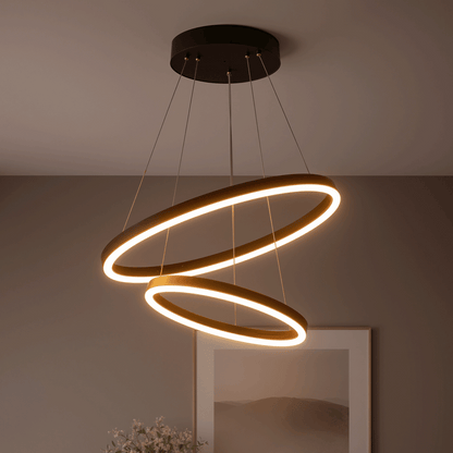 Окачен LED полилей с дистанционно управление CASIANA 40W, 2 кръга, студена/топла/неутрална светлина 3000K/4000K/6000K, димируем, черен, регулируема височина, метални и акрилни LED полилеи с дистанционно управление Заглавие по подразбиране Alessandro Design