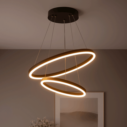 Окачен LED полилей с дистанционно управление CASIANA 40W, 2 кръга, студена/топла/неутрална светлина 3000K/4000K/6000K, димируем, черен, регулируема височина, метални и акрилни LED полилеи с дистанционно управление Заглавие по подразбиране Alessandro Design