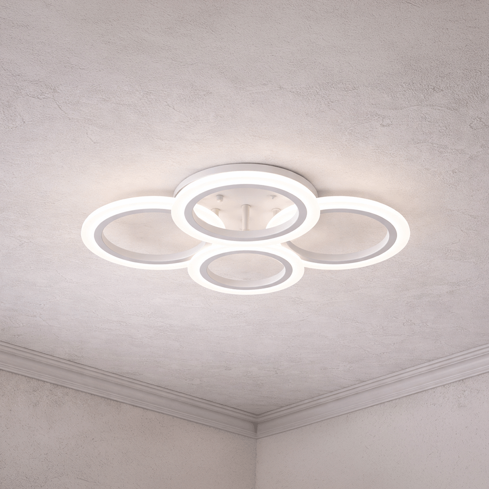 LED полилей с дистанционно BETTY 43W, 4 кръга, Студена/Топла/Неутрална светлина, Димируем, Бял LED полилей с дистанционно управление Заглавие по подразбиране Alessandro Design
