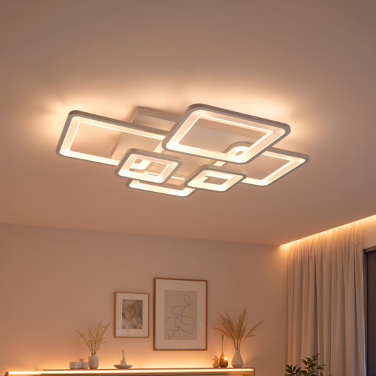 LED полилей с дистанционно управление ELLA 119W, 6 квадрата, студена/топла/неутрална светлина, димируем, бял LED полилей с дистанционно управление Default Title Alessandro Design