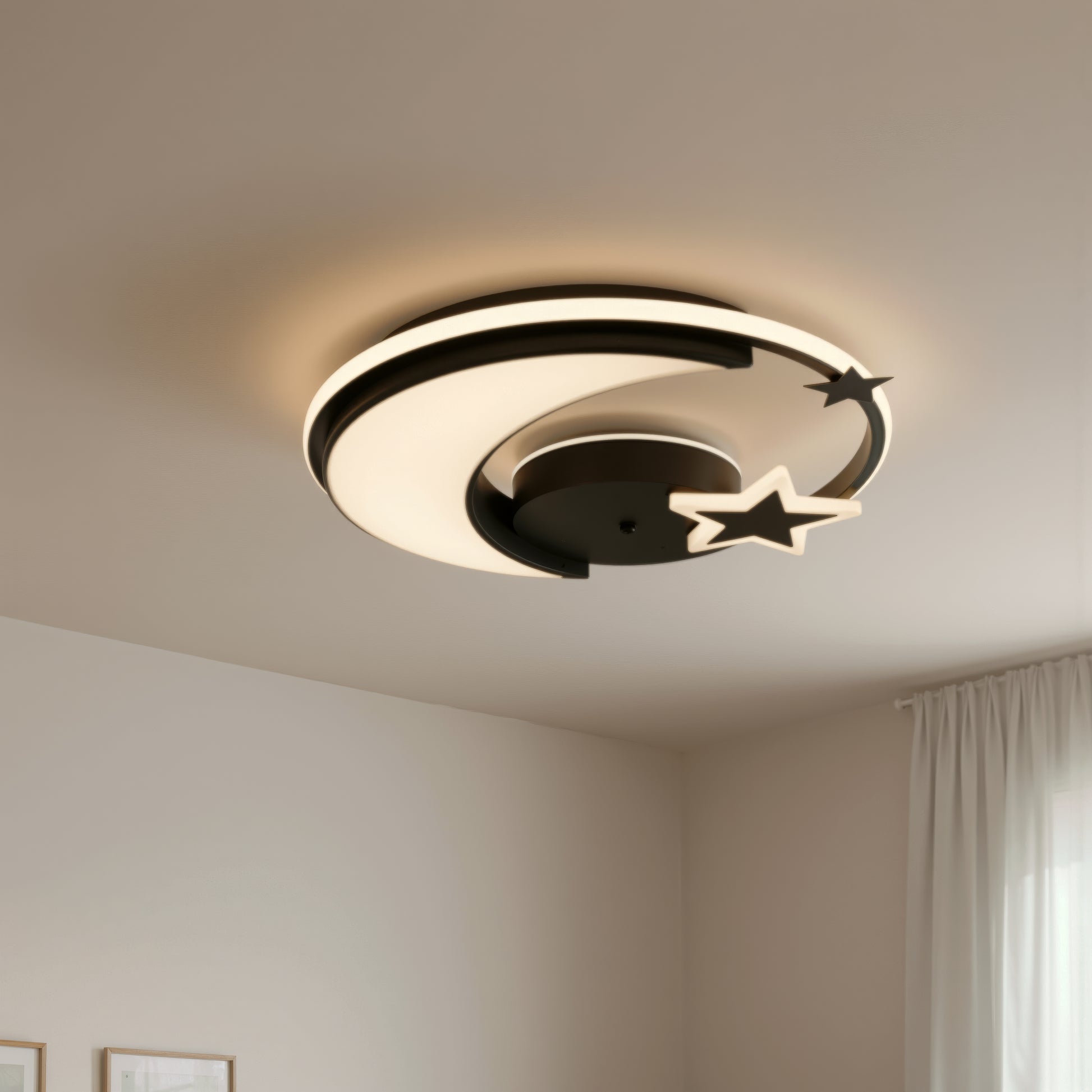 LED полилей с дистанционно управление ALYONA 44W, Луна и звезда, Студена/Топла/Неутрална светлина, Димируем, Черен LED полилей с дистанционно управление Default Title Alessandro Design