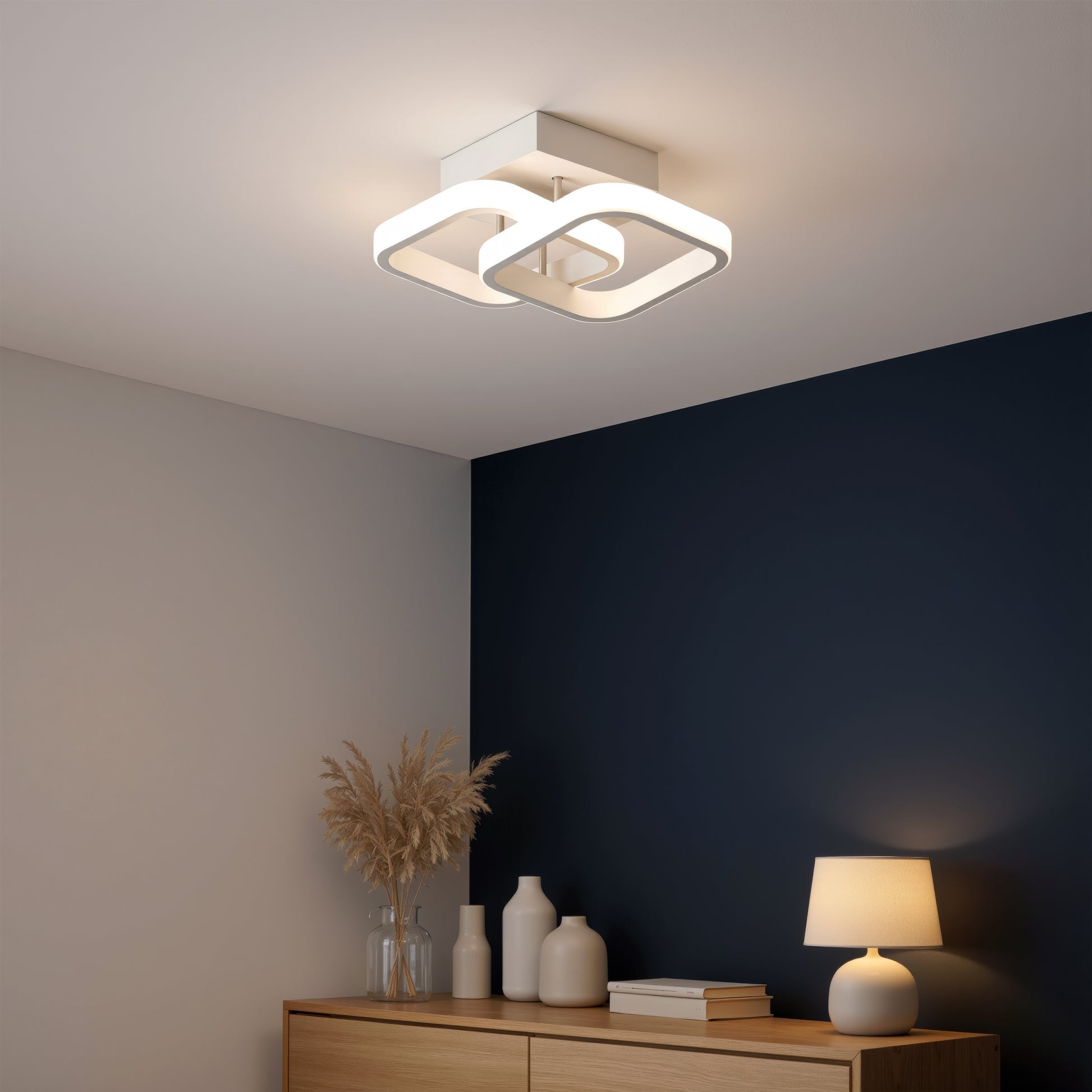 VERTEX Matrix LED полилей, припокриващи се диаманти, метални рамки, 24W, 2 диаманта, студена/топла/неутрална светлина 3000K/4000K/6000K, бели LED полилеи Заглавие по подразбиране Alessandro Design