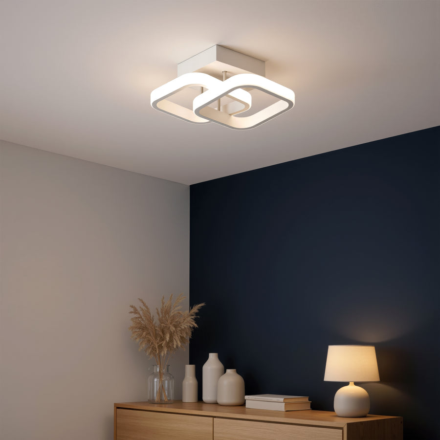 VERTEX Matrix LED полилей, припокриващи се диаманти, метални рамки, 24W, 2 диаманта, студена/топла/неутрална светлина 3000K/4000K/6000K, бели LED полилеи Заглавие по подразбиране Alessandro Design