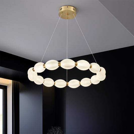 Lustra LED suspendata FAUSTO II, 42W, lumina Rece/Calda/Neutra, Inaltime Reglabila, Auriu Lustre Moderne Default Title Alessandro Design