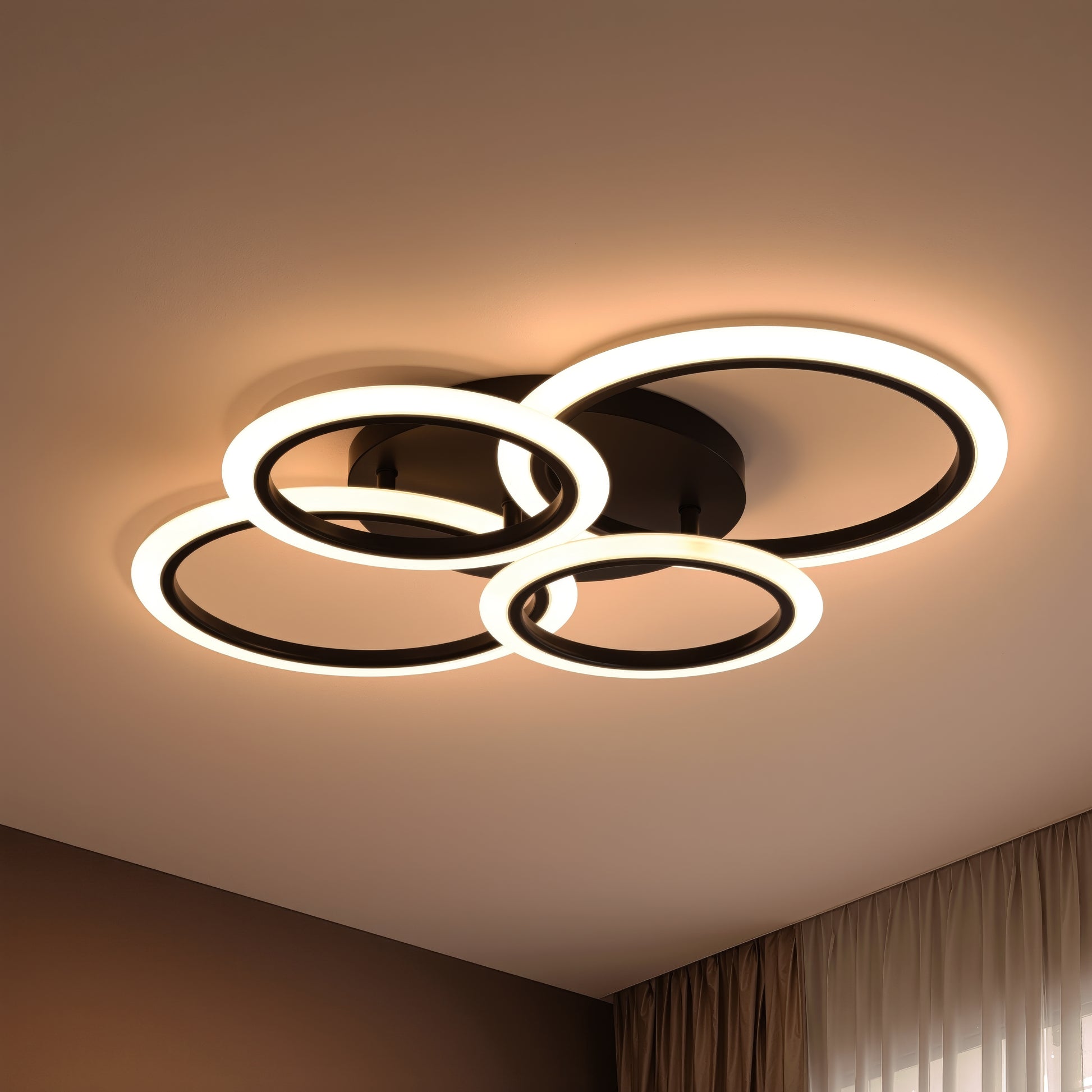 LED полилей с дистанционно управление BETTY 43W, 4 кръга, студена/топла/неутрална светлина, димируем, черен LED полилей с дистанционно управление Заглавие по подразбиране Alessandro Design