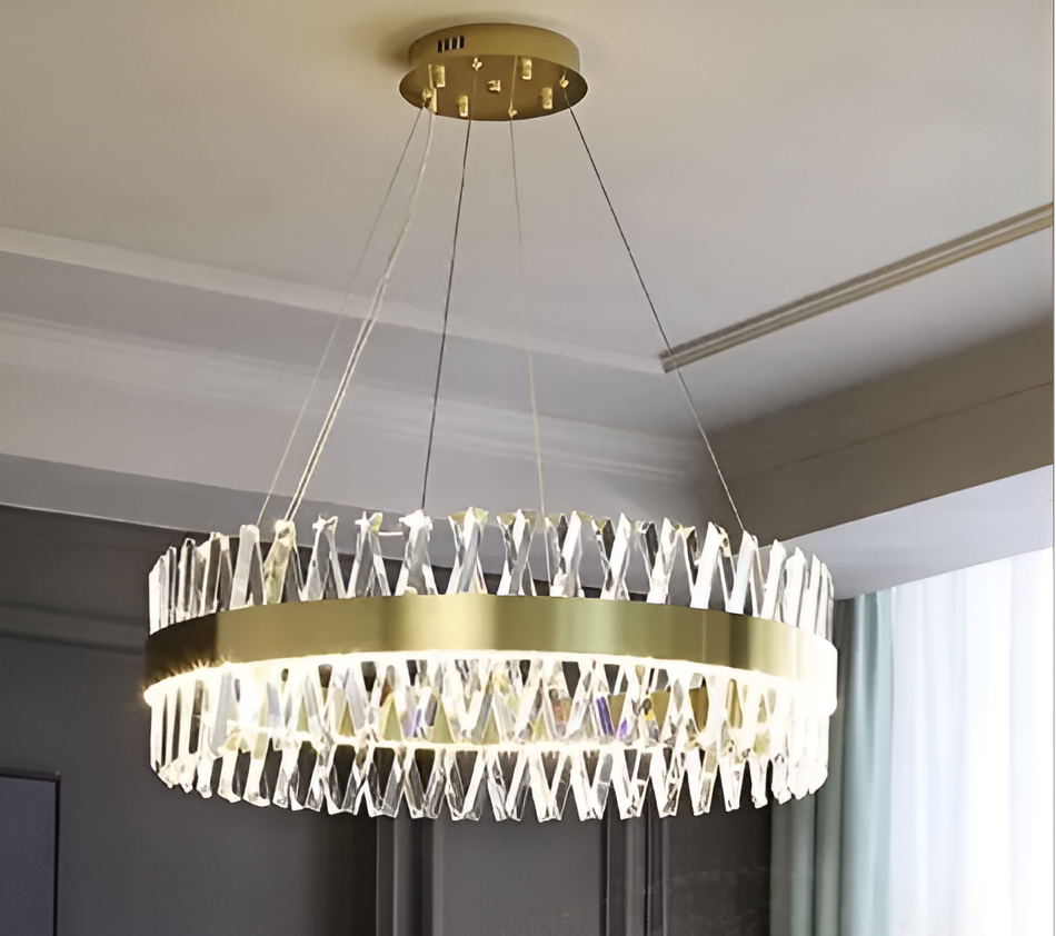 CASERTA Magno LED полилей с дистанционно управление, 68W, димируем, 3000K/4000K/6000K, диаметър 60cm, златни кристални полилеи Заглавие по подразбиране Alessandro Design