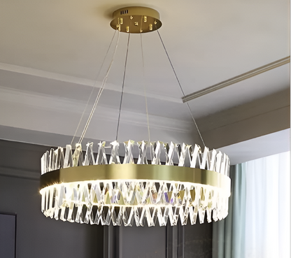 CASERTA Magno LED полилей с дистанционно управление, 68W, димируем, 3000K/4000K/6000K, диаметър 60cm, златни кристални полилеи Заглавие по подразбиране Alessandro Design