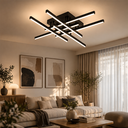 LED полилей с дистанционно управление LINEX, 81W, 6 елемента, линейна, студена/топла/неутрална светлина, димируем, черен LED полилей с дистанционно управление Заглавие по подразбиране Alessandro Design
