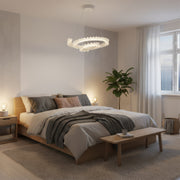 Lustra LED cu Telecomanda LT188WH, Cristal si Metal, 40W, Dimabila, Inaltime Reglabila, Lumina Rece/Calda/Neutra, Iluminat Luxos Lustre LED cu Telecomanda Default Title Alessandro Design