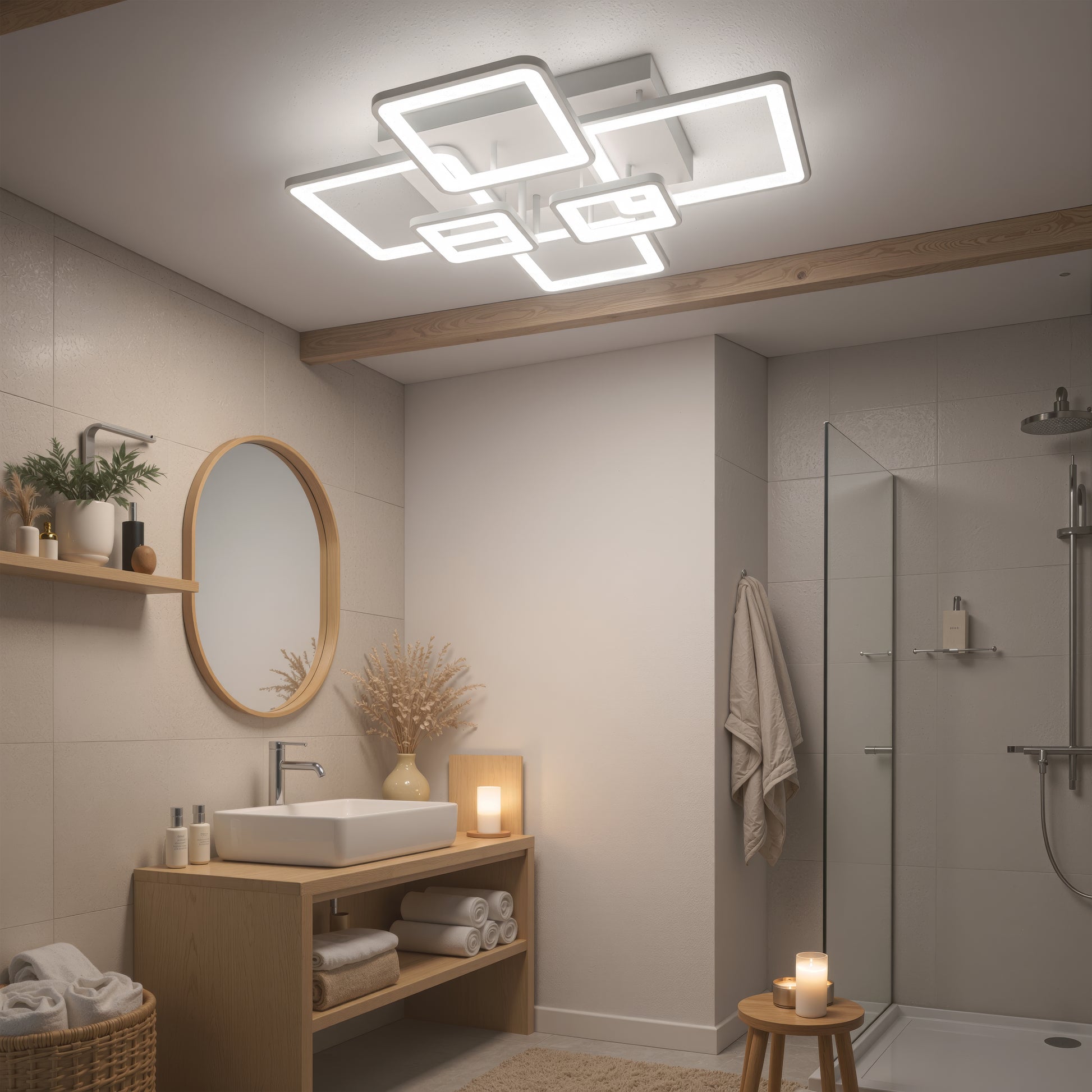 LED полилей с дистанционно управление ELLA 119W, 6 квадрата, студена/топла/неутрална светлина, димируем, бял LED полилей с дистанционно управление Default Title Alessandro Design